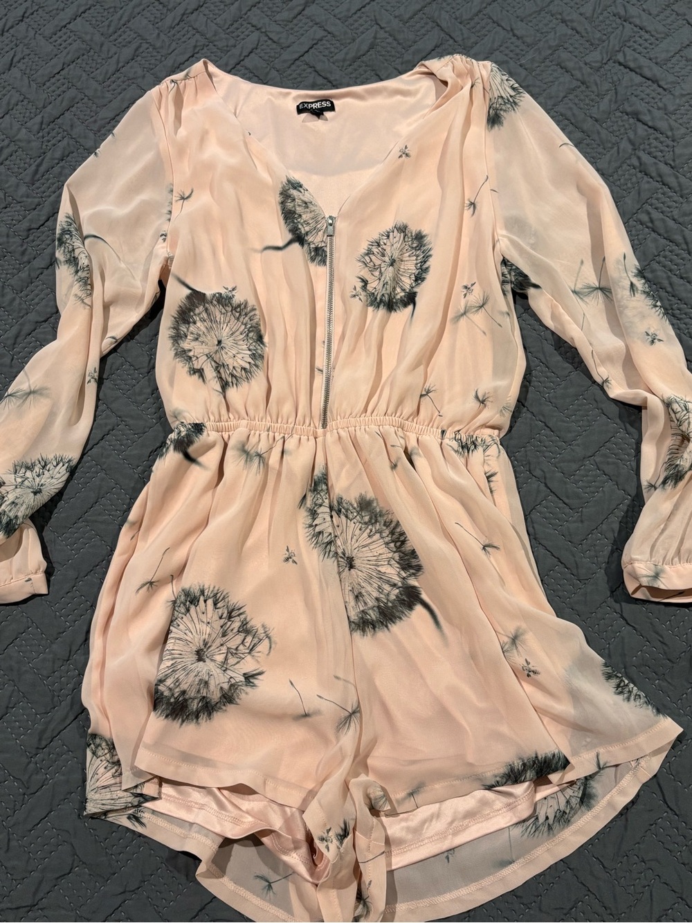 Express Peach Pink Dandelion Print Romper